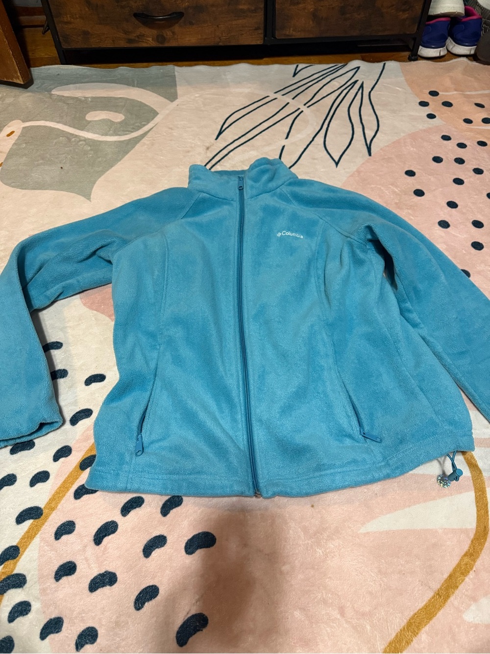 Columbia Women's Teal Blue Full-Zip Teddy Fleece Jacket